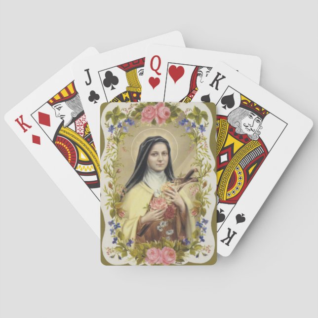 St. Therese the Little Flower Roses Crucifix Poker Cards (Back)