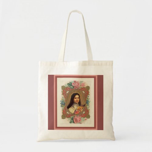St Therese the Little Flower Roses Crucifix Tote Bag