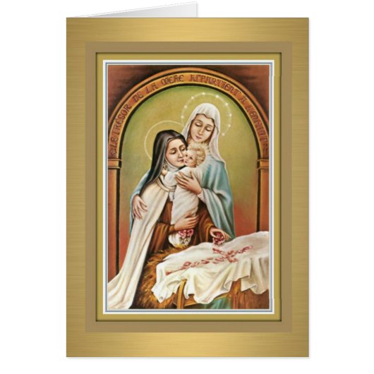 St. Therese the Little Flower w/Mary & Jesus Card (Front)