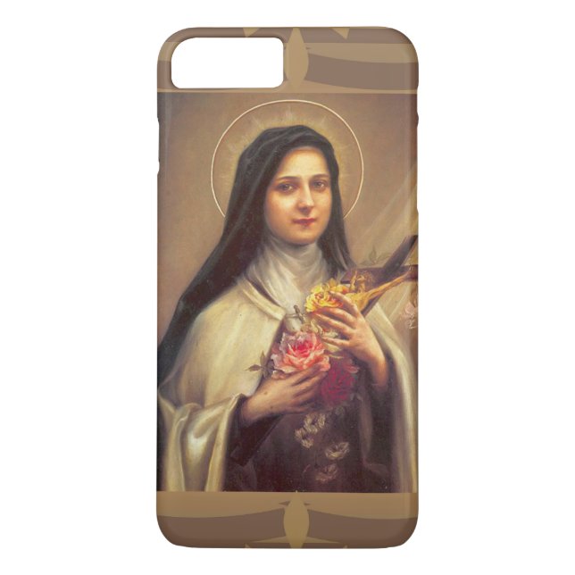 St. Therese the Little Flower w/pink roses Case-Mate iPhone Case (Back)