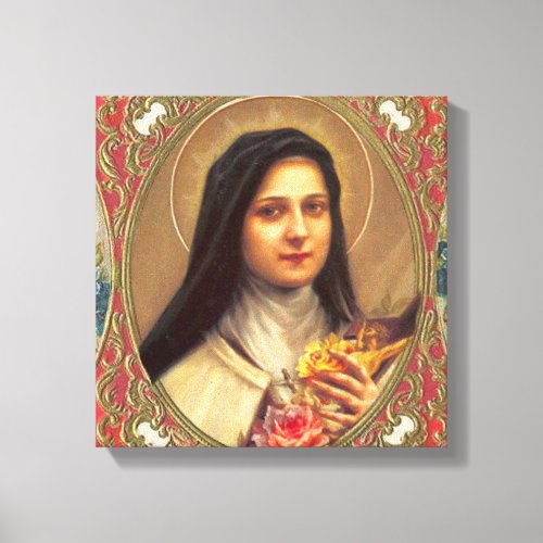 St Therese the Little Flower wpink roses VINTAGE Canvas Print