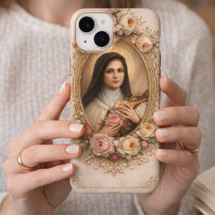 St. Therese the Little Flower w/pink white roses iPhone 17 Case