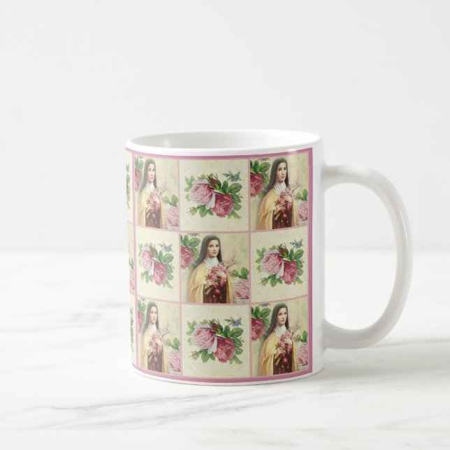 St. Therese the Little Flower w/red roses Coffee Mug (Right)