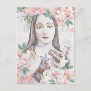 St Therese the Little Flower Watercolor Vintage Postcard