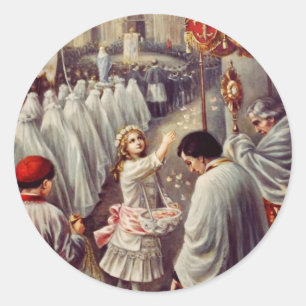 St. Therese Throwing Roses Corpus Domini Fine Art Classic Round Sticker