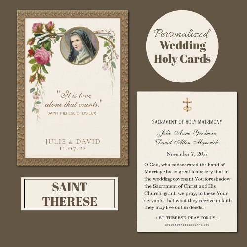 St Therese Wedding Floral  Holy Card 
