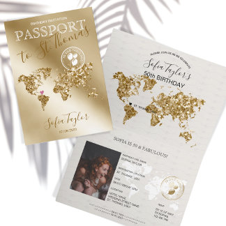 St. Thomas 50 and Fabulous Birthday Passport Map Invitation