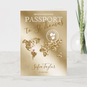 St. Thomas 50 and Fabulous Birthday Passport Map Invitation