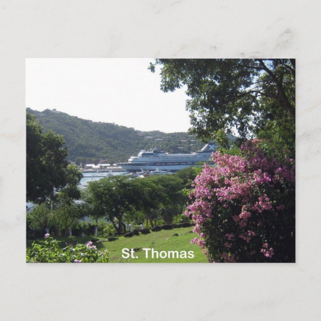 St. Thomas and Cruise Ship Postcard (Front)