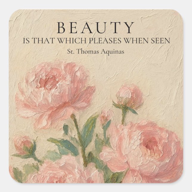 St. Thomas Aquinas Beauty Quote Rectangle Sticker (Front)