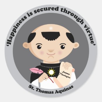 St. Thomas Aquinas Classic Round Sticker by happysaints at Zazzle