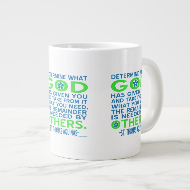 St. Thomas Aquinas Quote in Blue and Green Giant Coffee Mug (Front Right)