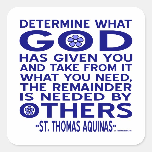 St. Thomas Aquinas Quote Square Sticker (Front)