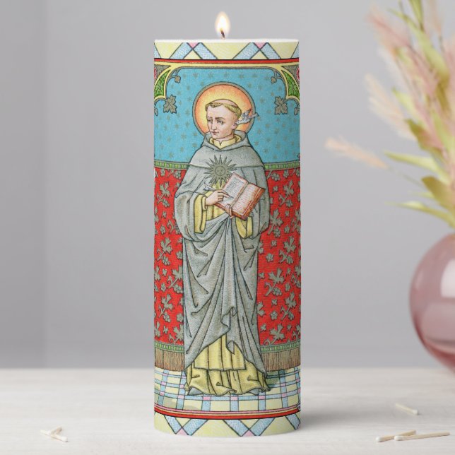 St. Thomas Aquinas (VVP 002) 3"x8" Pillar Candle (In Situ)