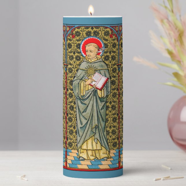 St. Thomas Aquinas (VVP 003) 3"x8" Pillar Candle (In Situ)