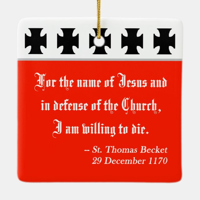 St. Thomas Becket in Red Chasuble (K 34) Ceramic Ornament (Back)