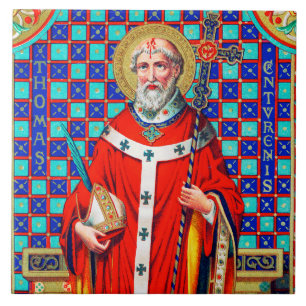 St. Thomas Becket in Red Chasuble (K 34) Ceramic Tile