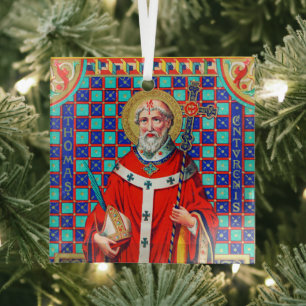 St. Thomas Becket in Red Chasuble (K 34) Glass Ornament