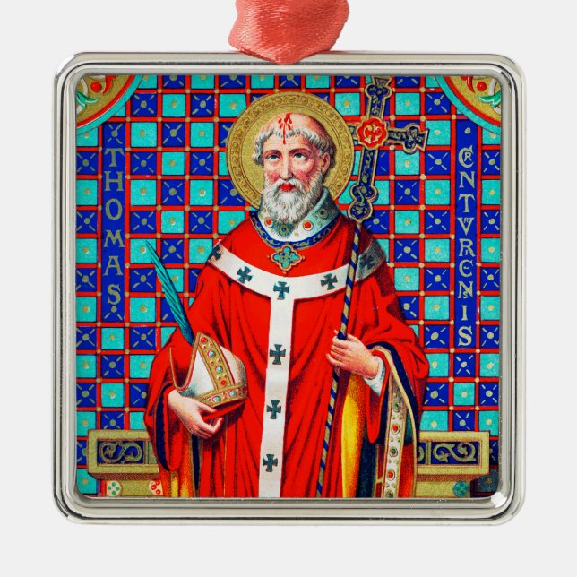 St. Thomas Becket in Red Chasuble (K 34) Metal Ornament (Front)