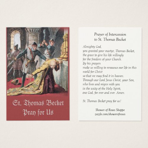St Thomas Becket of Canterbury Prayer Holy Card