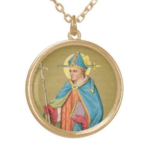 St Thomas Becket with Sword in Miter P 005 Gold Plated Necklace