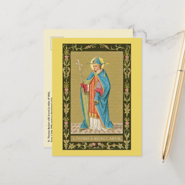 St. Thomas Becket with Sword in Miter (P 005)  Postcard (Front/Back In Situ)