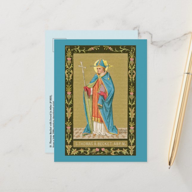 St. Thomas Becket with Sword in Miter (P 005)  Postcard (Front/Back In Situ)