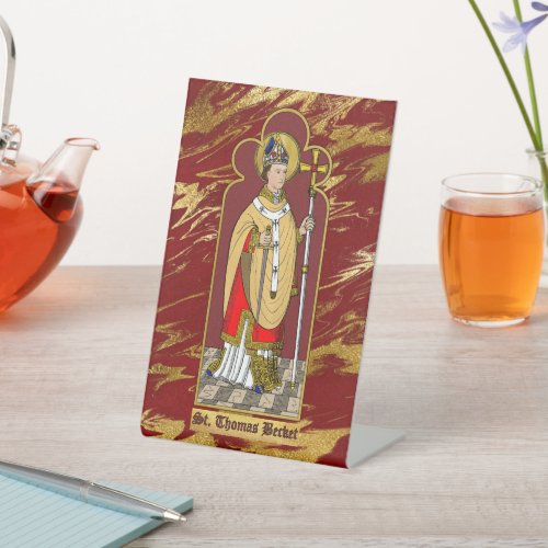 St Thomas Becket with Sword M 033 Colorized Pedestal Sign