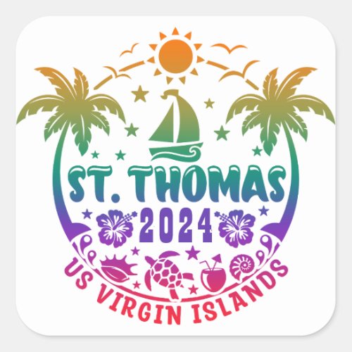 St Thomas Bliss Tropical US Virgin Islands  Square Sticker