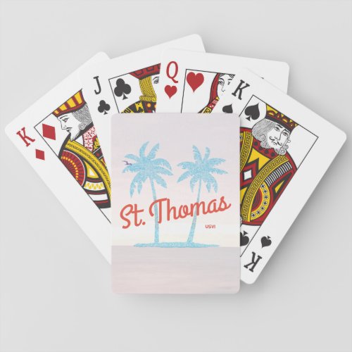 St Thomas Island USVI Vintage Coral Type Palms Playing Cards