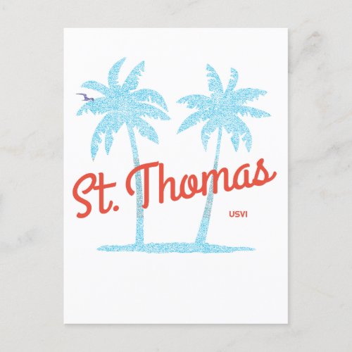 St Thomas Island USVI Vintage Coral Type Palms Postcard