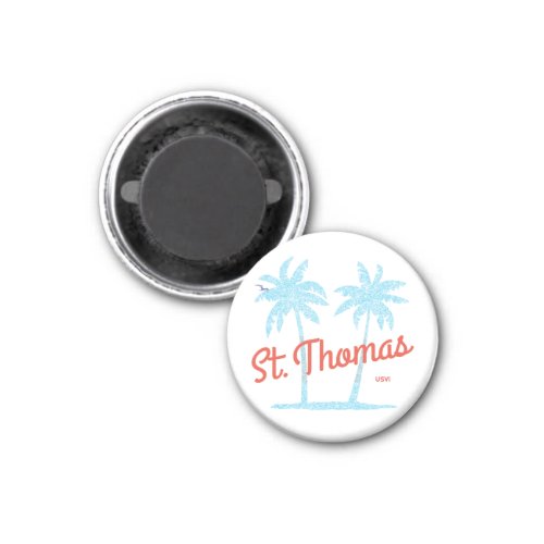 St Thomas Island USVI Vintage Type Blue Palms Magnet