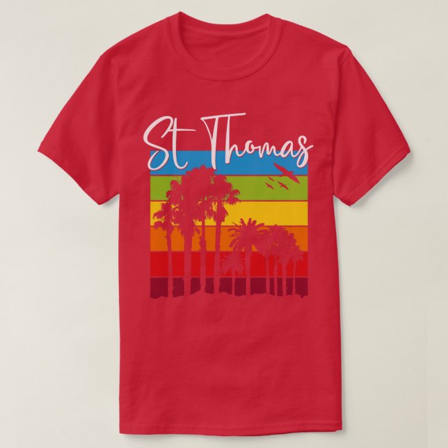 St Thomas Lover Rainbow Palm Trees Vacation Souven T-Shirt (Design Front)