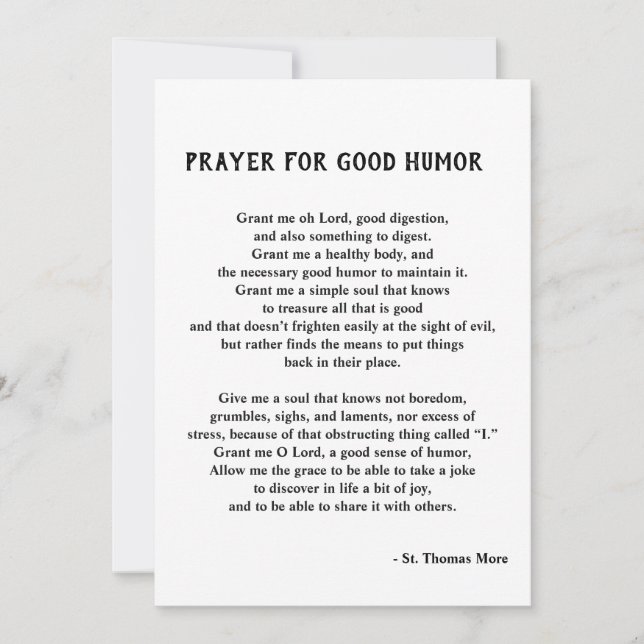 St. Thomas More Prayer for Good Humor Holiday Card (Front)
