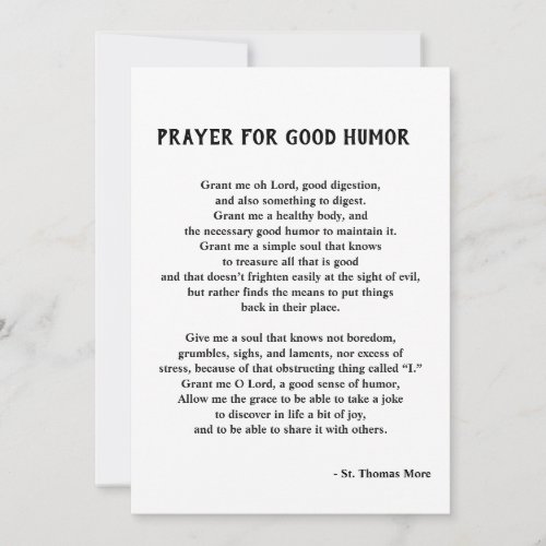 St Thomas More Prayer for Good Humor Holiday Card
