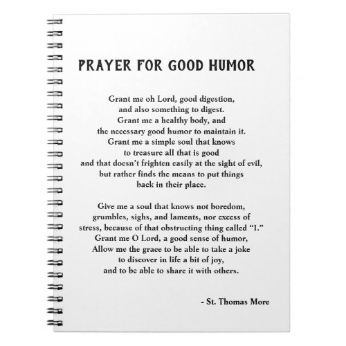 St Thomas More Prayer for Good Humor Notebook