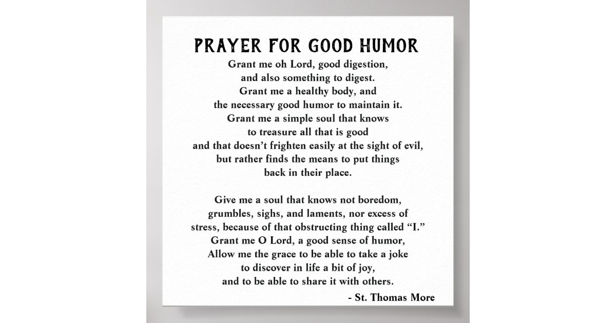 St. Thomas More Prayer for Good Humor Poster | Zazzle.com