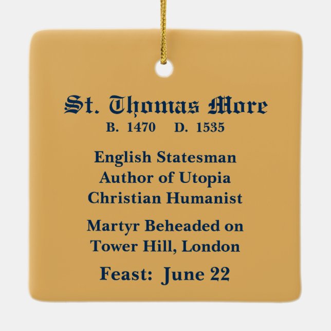 St. Thomas More (SAU 026) Square Ceramic Ornament (Back)
