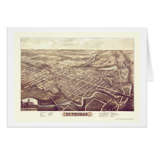 St. Thomas, ON, Canada Panoramic Map - 1896 Cards (Front Horizontal)