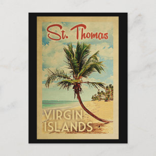 St Thomas Palm Tree Vintage Travel Postcard