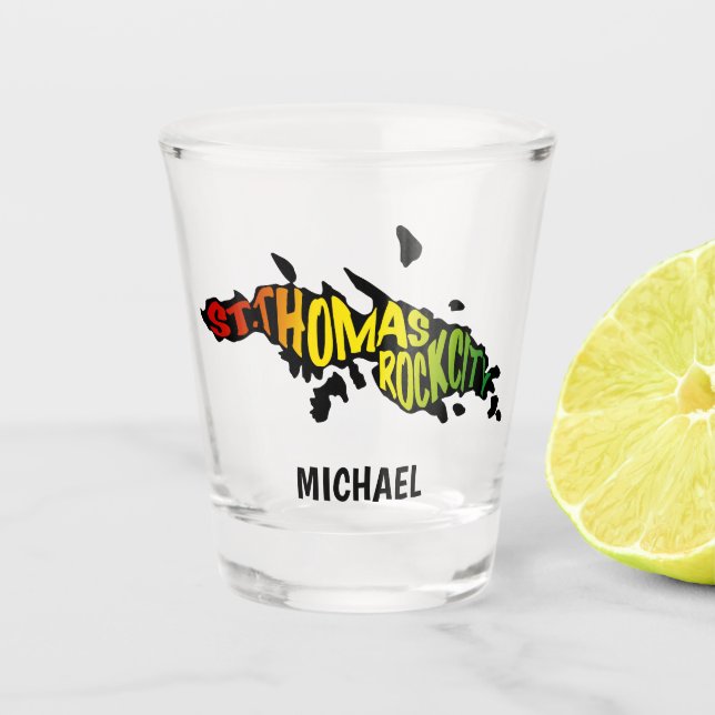 St. Thomas "Rock City" Virgin Islands Shot Glass (Front)