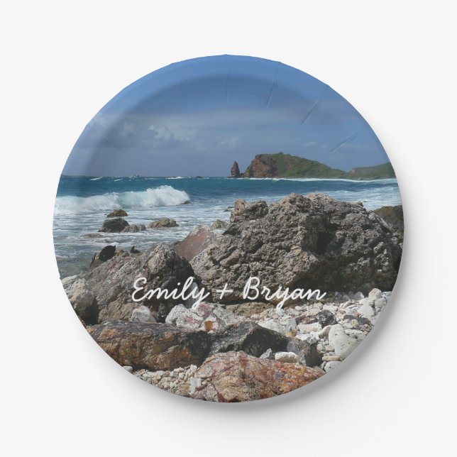 St. Thomas Rocky Beach Paper Plates (Front)