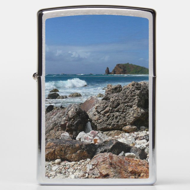 St. Thomas Rocky Beach Zippo Lighter (Front)