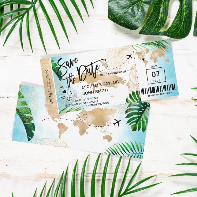 ST THOMAS Save the Date Boarding Pass Beach Invitation (Creator Uploaded)