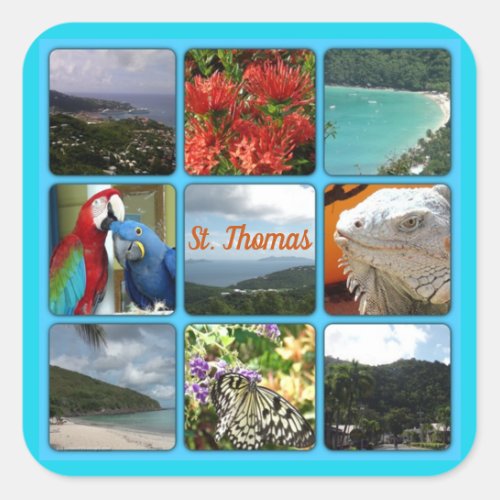 St Thomas _ Scenic Photo Collage Square Sticker