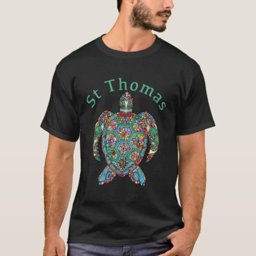 St Thomas Tribal Turtle T_Shirt