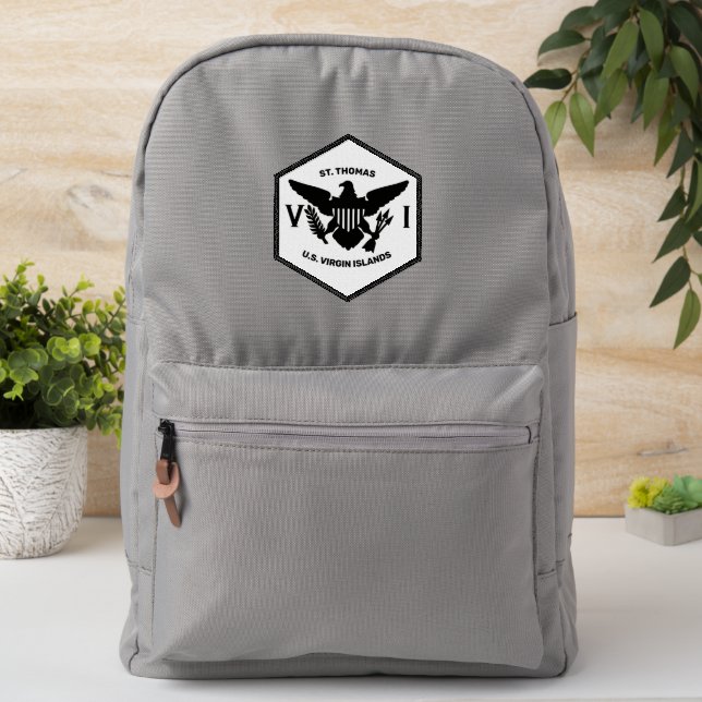 St. Thomas, U.S. Virgin Islands Flag Black & White Patch (On Backpack)