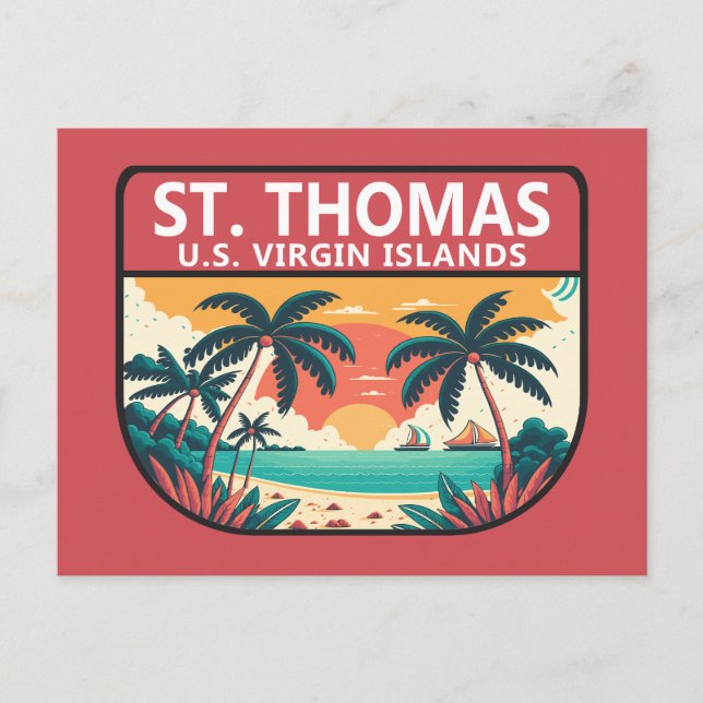 St Thomas U.S. Virgin Islands Retro Emblem Postcard (Front)