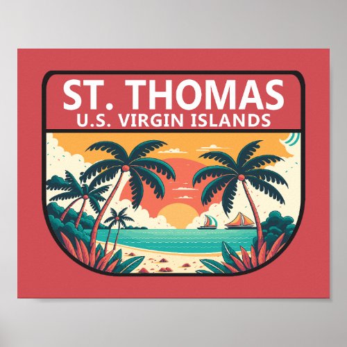 St Thomas US Virgin Islands Retro Emblem Poster