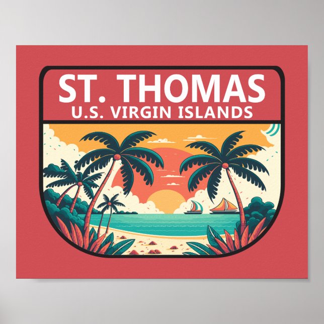 St Thomas U.S. Virgin Islands Retro Emblem Poster (Front)